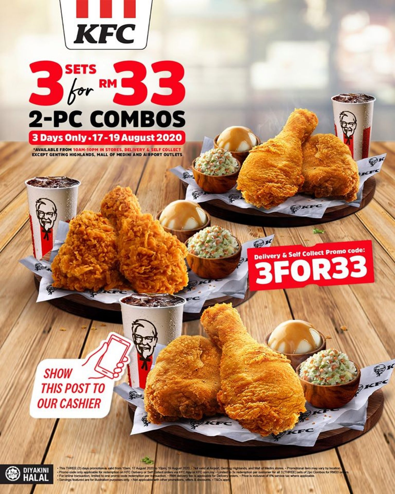 KFC Promo Code 3FOR33 March 2024 mypromo.my