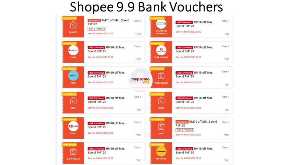 Shopee 9.9 bank voucher codes