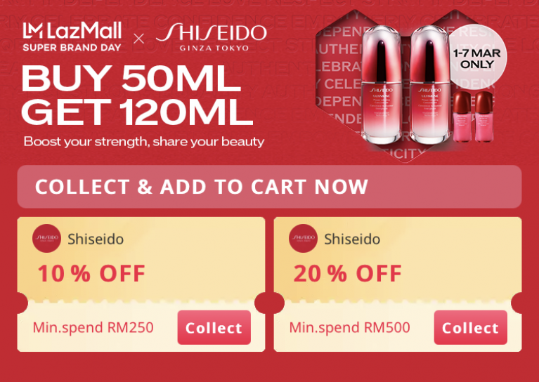 LazMall x Super Brand Day Shiseido 8 March January 2024 mypromo.my