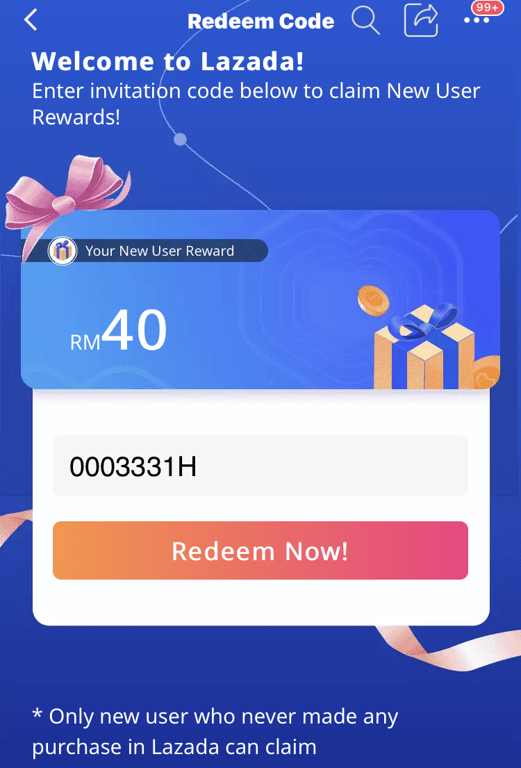 Lazada new store user voucher