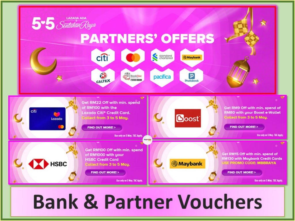 Lazada 5.5 Raya Sale x Bank and Partner Voucher Promo Code