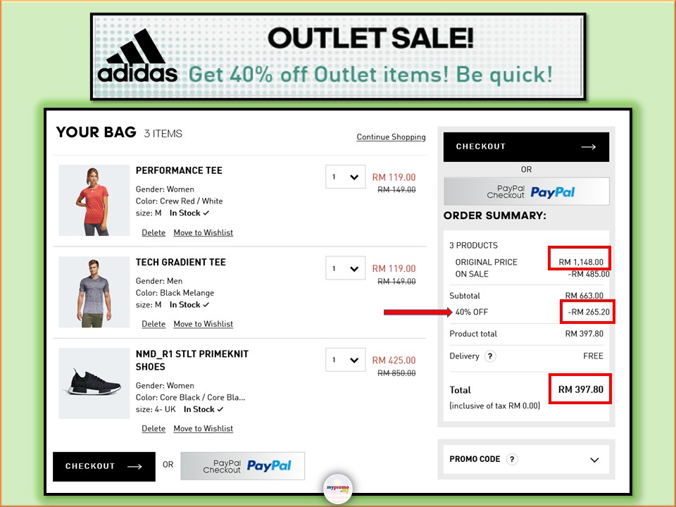 Adidas Outlet Sale: Get Extra 40% OFF | 2023 mypromo.my