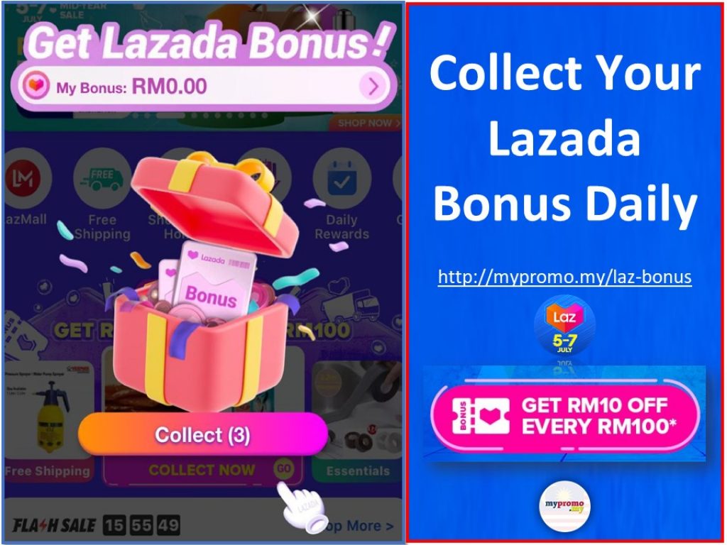 Lazada 7.7 Mid Year Sale Bonus - Get RM10 every RM100 spend