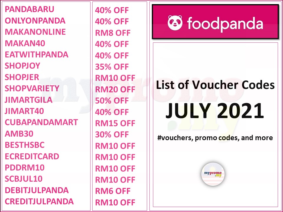 foodpanda List of Promo/Voucher Codes for July 2021 Updated May 2024