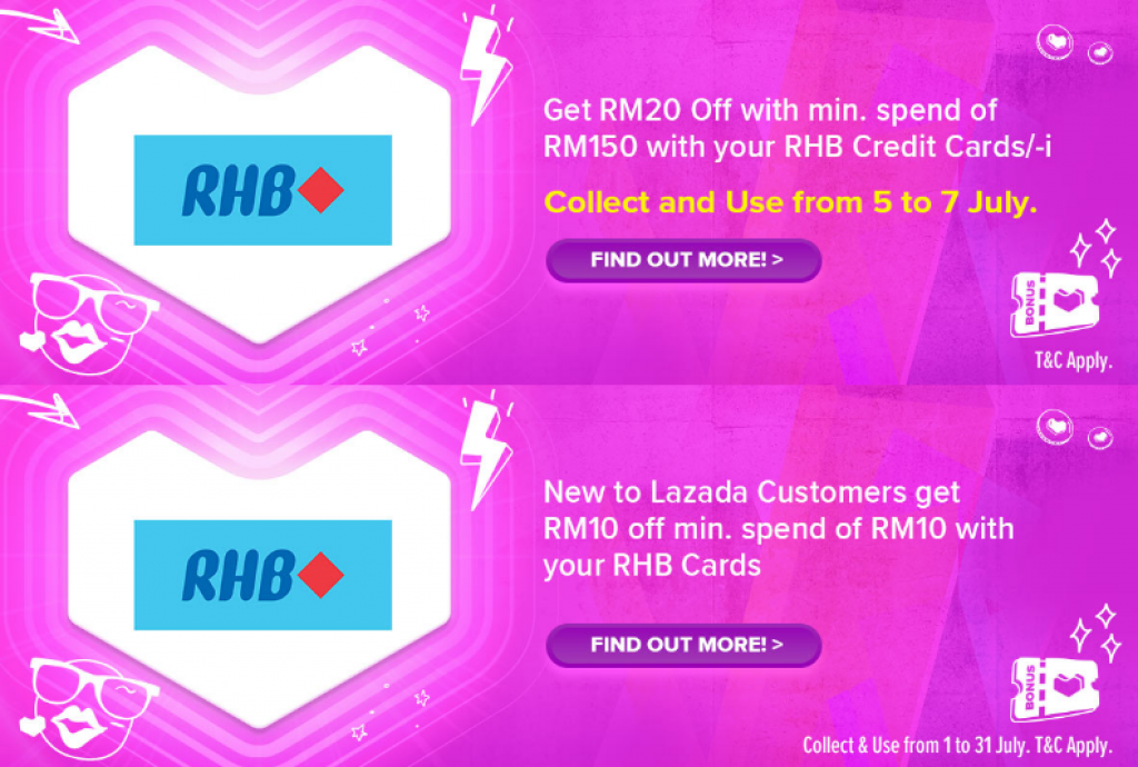 Lazada 7.7 Mid Year Sale x RHB Up to RM20 Off Voucher