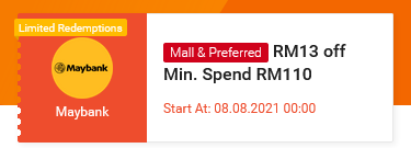 Shopee 8.8 x Maybank Voucher Code RM13 Off