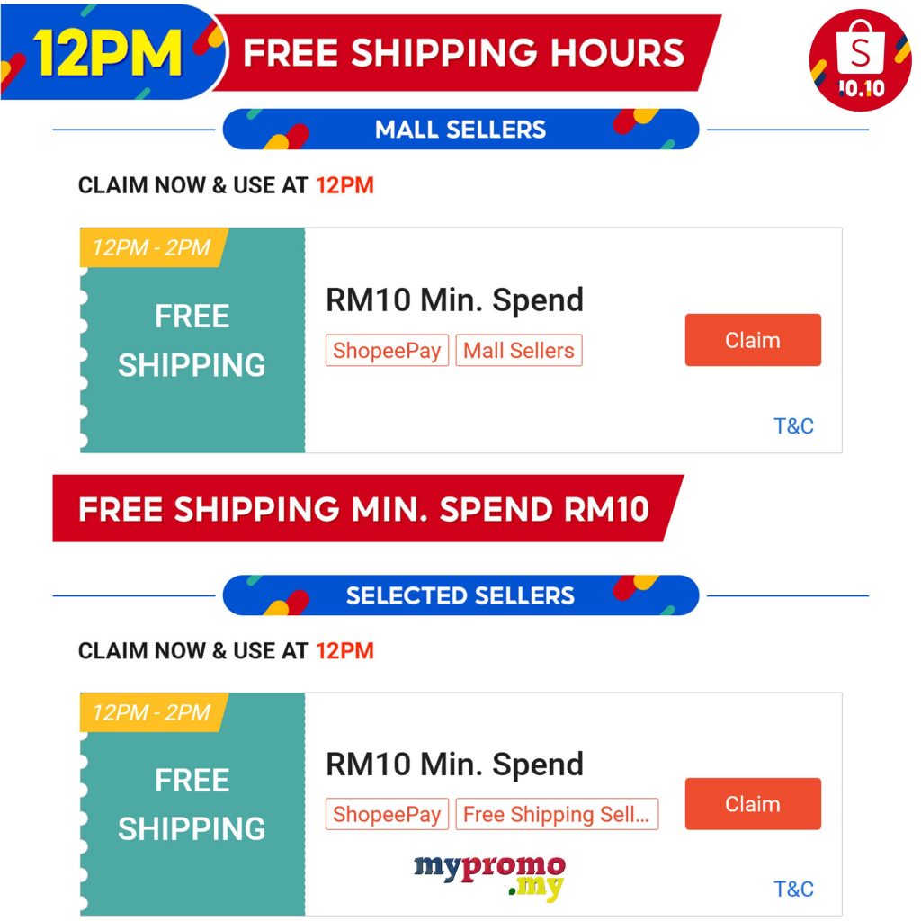 Shopee 10.10 - Free Shipping Voucher 12pm