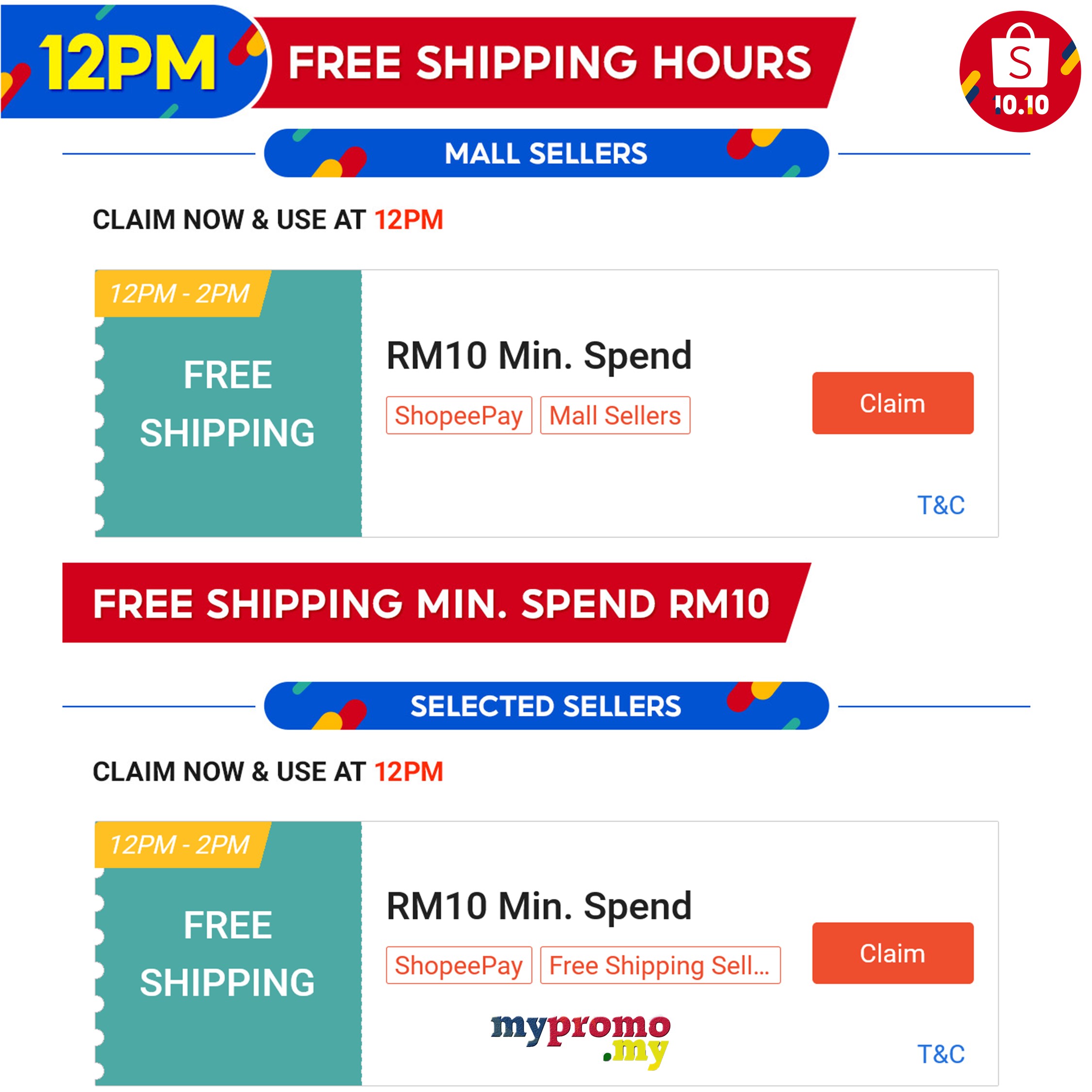 Shopee 10 10 Free Shipping Voucher 12pm November 2021 Mypromo My