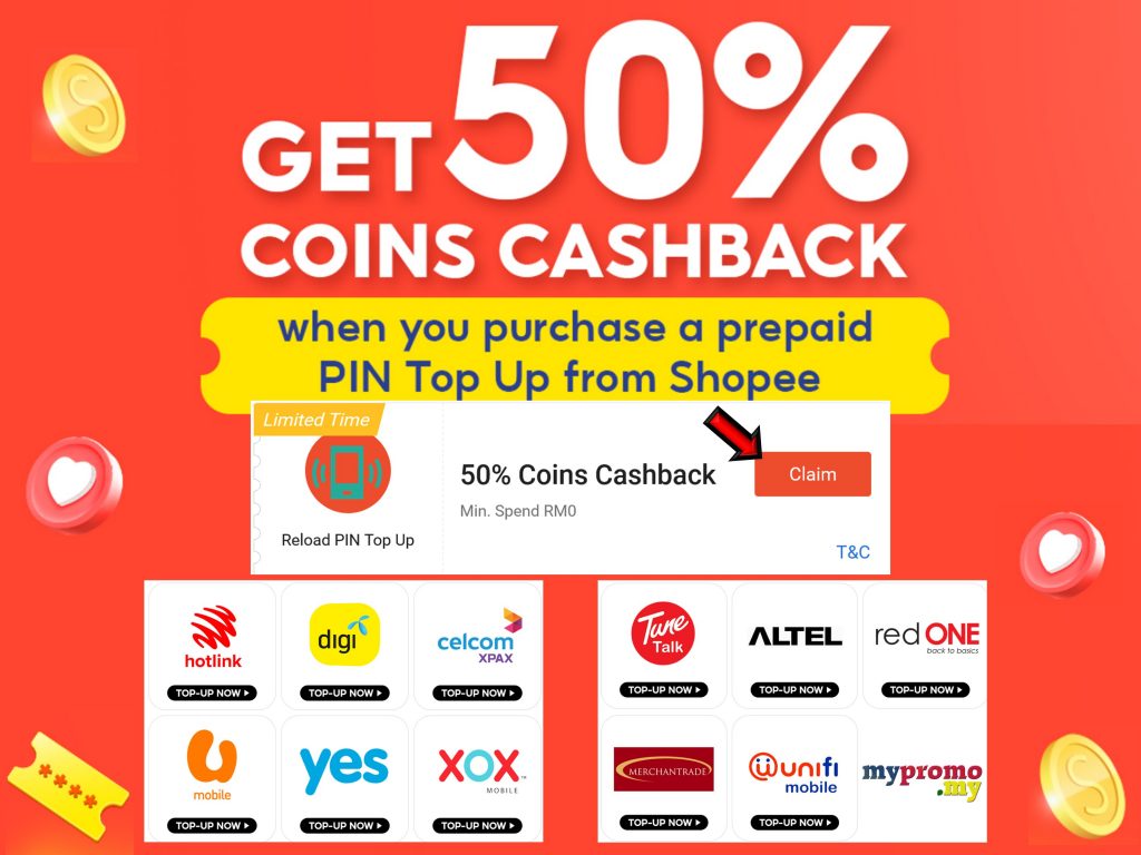 Shopee Prepaid Top Up - 50% Off Voucher