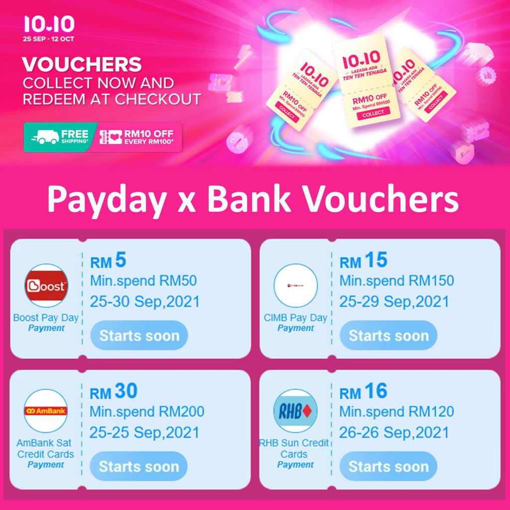 Lazada 10.10 Payday Bank Vouchers