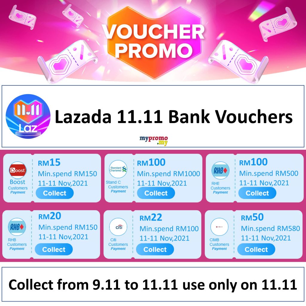Lazada 11.11 Sale Bank Promo/Voucher Codes 2021