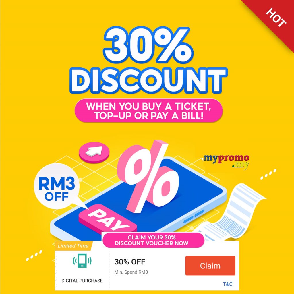Shopee 30% Off Ticket, Top-Up or Bill