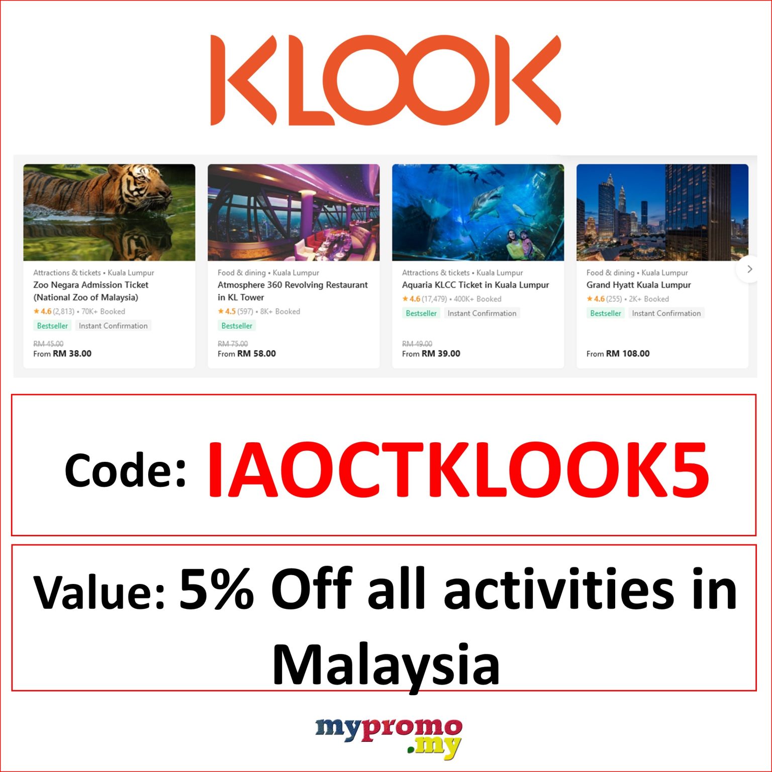 Klook Malaysia October Exclusive Code February 2024 mypromo.my