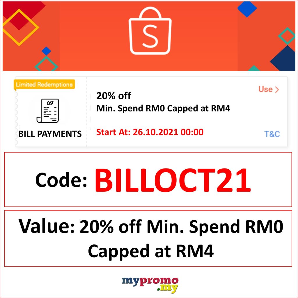 Shopee x Bills Voucher Code October 2021