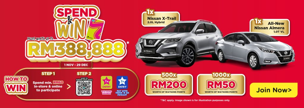 Watsons x TNG - Spend & win up to RM388,888