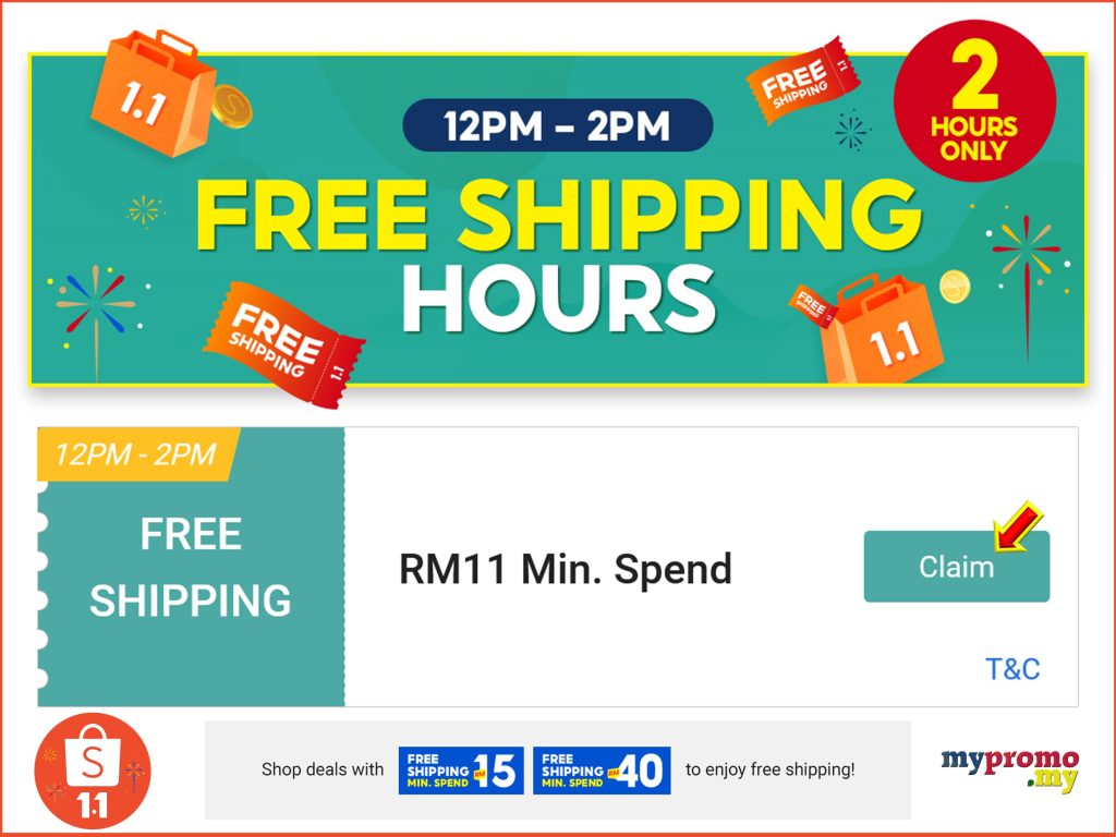 Shopee 1.1 x 12pm Free Shipping Vouchers