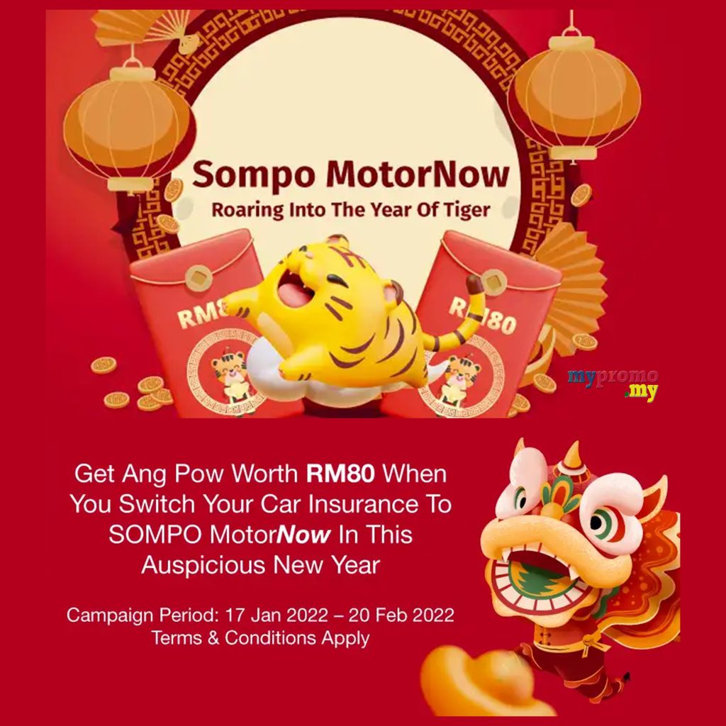 Sompo MotorNow: Get 10% OFF + Ang Pow worth RM80 