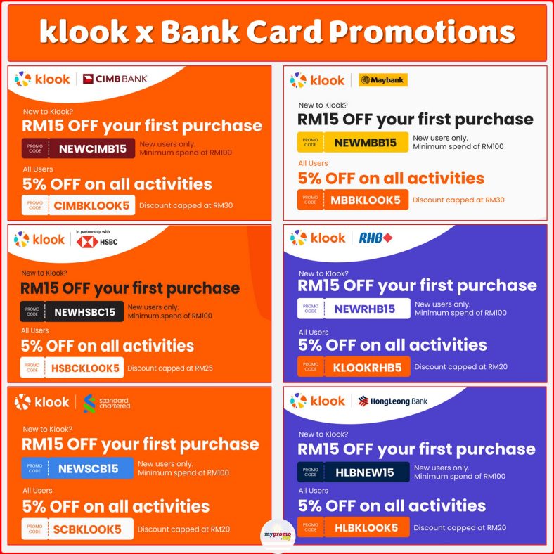 Klook x Bank Card Promotions February 2024 mypromo.my