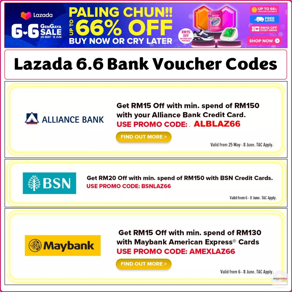 Lazada Bank Vouchers for 6.6 Gen Gaya Sale
