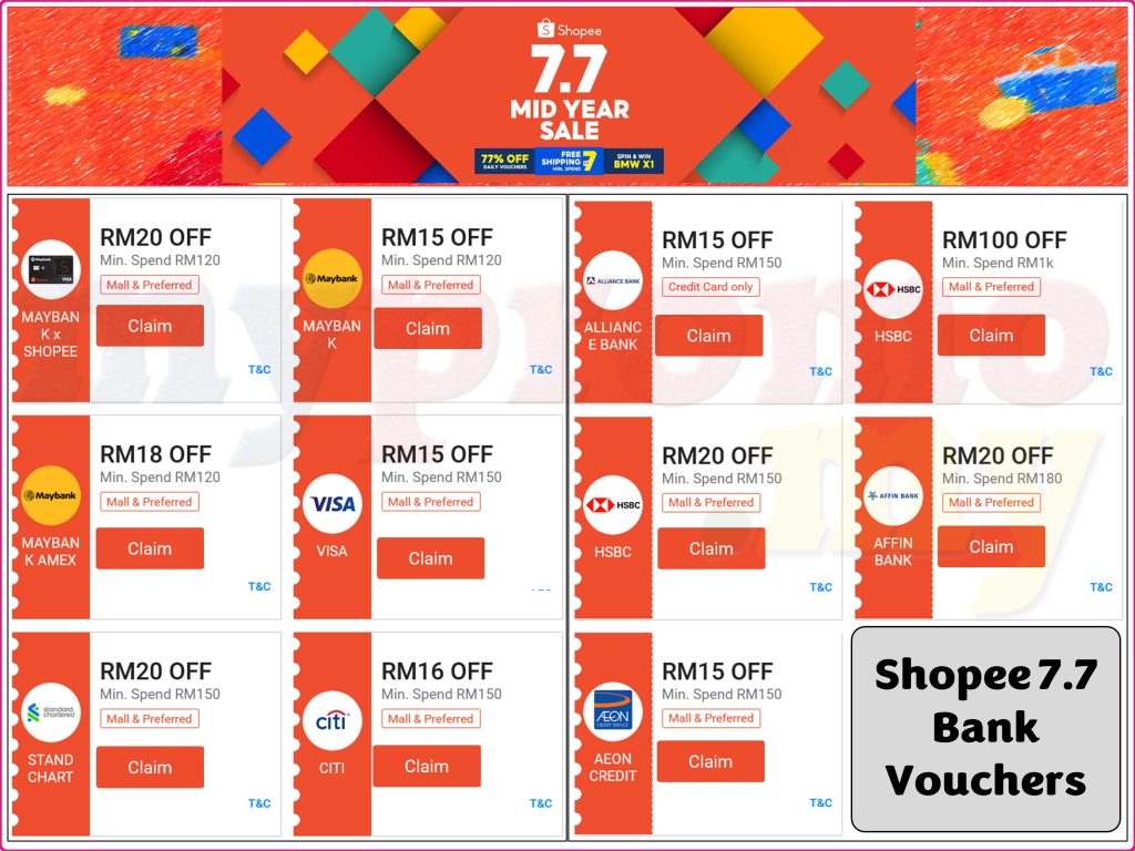 Shopee 7.7 Mid Year Sale Bank Vouchers
