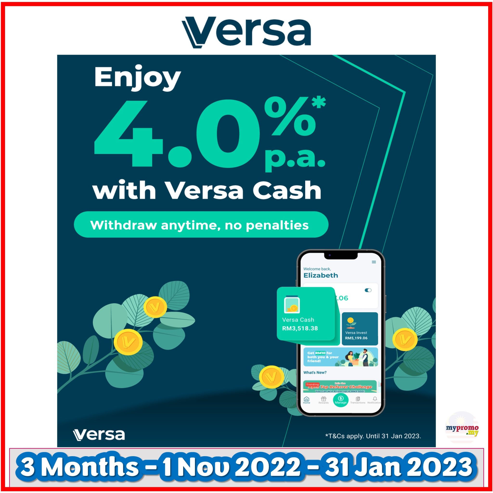 Versa Cash Promo Offers 4 p.a net returns mypromo.my