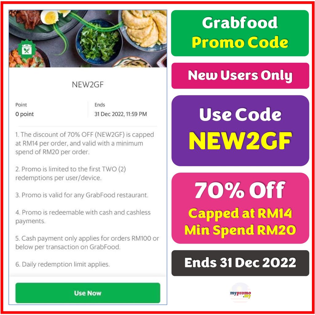 Grabfood New User Promo Code mypromo.my