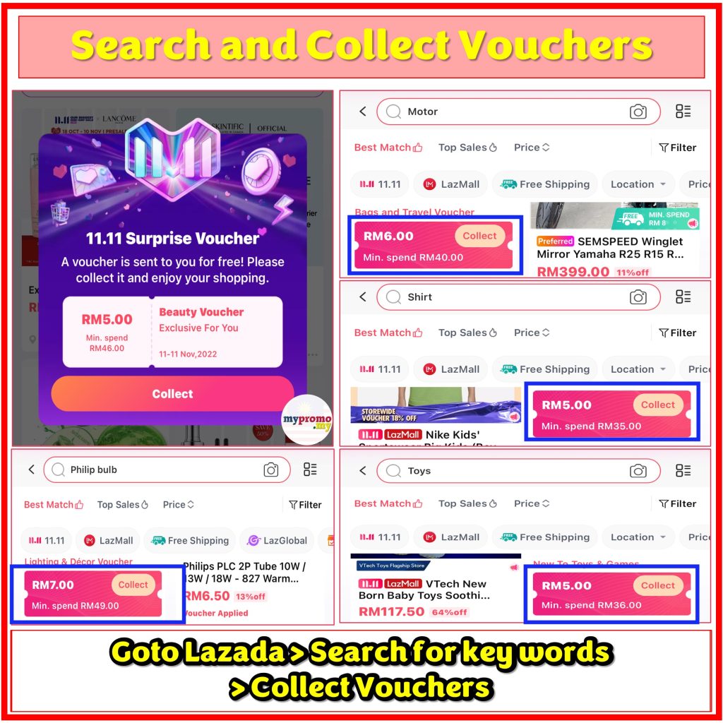 Lazada 11.11 Search and Collect Vouchers