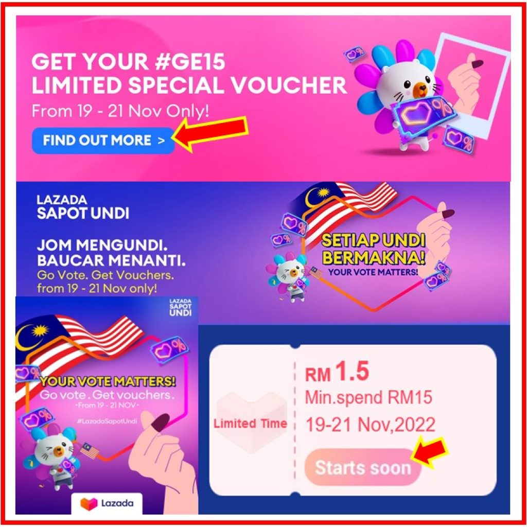 Lazada GE15 PRU15 Go Vote. Get Vouchers