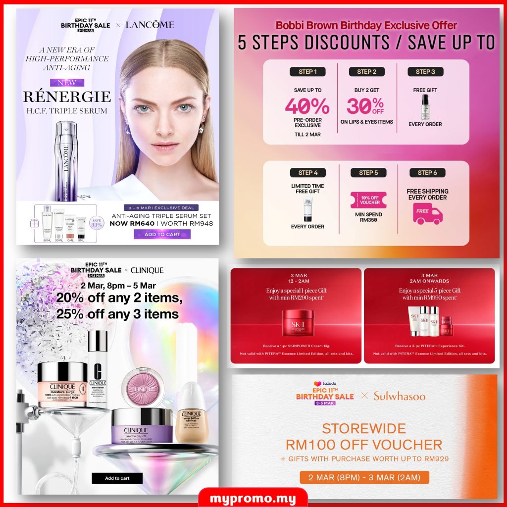 Lazada Birthday Special Deals and Offers for Skincare & Makeup Brands!