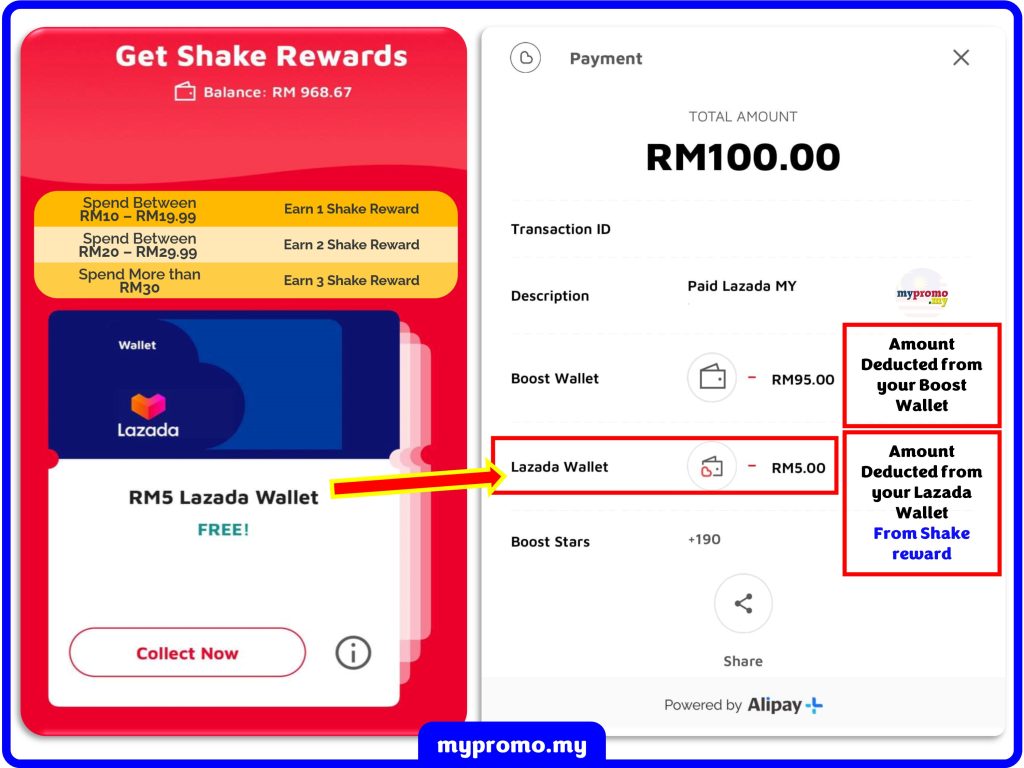 Boost x RM5 Lazada Shake Reward