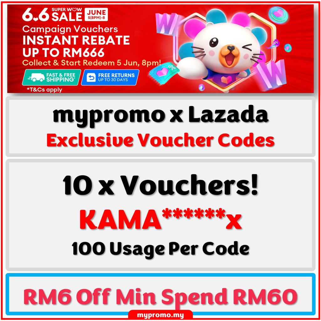 Lazada's 6.6 Super WOW Sale Exclusive Voucher Code