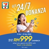 Touch ‘n Go eWallet: 7-Eleven 24/7 Bonanza RM999 Cashback