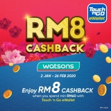 Touch ‘n Go eWallet: Watson RM8 Cashback