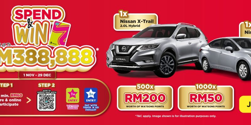 Watsons x TNG – Spend & win up to RM388,888