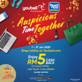 Youbeli x Touch ‘n Go eWallet Promo: Spend min of RM50 and get RM5 Cashback