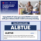 Lazada x Alliance Bank Promotion: Get RM15 OFF every Tuesday