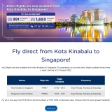 Malaysia Airlines Direct Flight Kota Kinabalu to Singapore