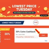 Shopee Lowest Price Tuesday: Enjoy Extra 30% Off Voucher